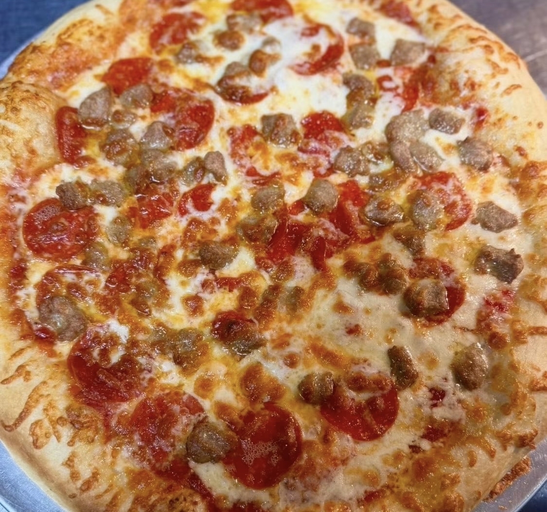 Pepperoni and sausage pizza